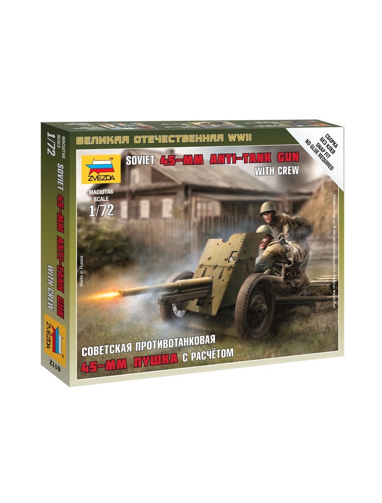 ZVEZDA - 1/72 Soviet 45-mm Anti-Tank Gun with Crew