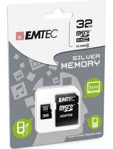 MICROSD + ADAPTER 32GB SILVER (MP3-MP4) MEMORY CARD/HARD DISK CONSOLE - MEMORIE