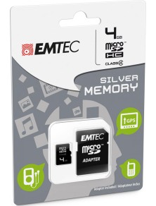 MICROSD + ADAPTER 4GB SILVER (MP3-MP4) MEMORY CARD/HARD DISK CONSOLE - MEMORIE