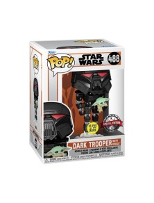 Star Wars - The Mandalorian - Pop Funko Vinile Figura 488 Dark Trooper W/ The Bambino (gw) 9cm Comicon 22 Excl Funko Figures