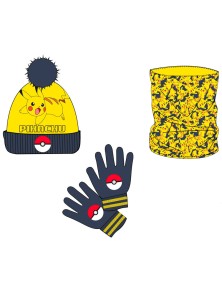 Pokemon Pikachu Snood, Cappello E Guanti Set Nintendo