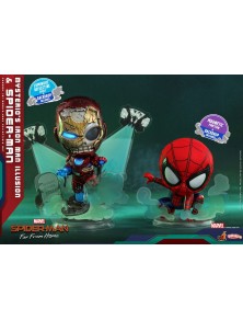 Spider-Man: Far From Home Cosbaby (S) Mini Figures Mysterio's Iron Man Illusion & Spider-Man 10 Cm Hot Toys