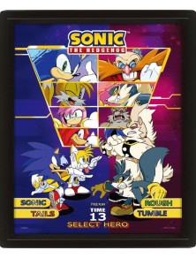 Sonic The Hedgehog 3D Lenticular Framed Poster Select Your Fighter 26 X 20 Cm Pyramid International