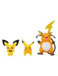 Pokémon Select Action Figures 3-Pack Evolution Pichu, Pikachu, Raichu Jazwares