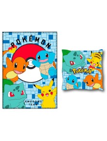 Pokemon Coperta In Pile + Cuscino Set Nintendo