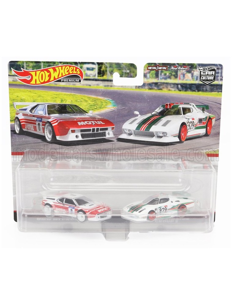 BMW - SET 2X PM1 PROCAR N 8 RACING + LANCIA STRATOS N 829 RALLY 1977 - WHITE RED GREEN