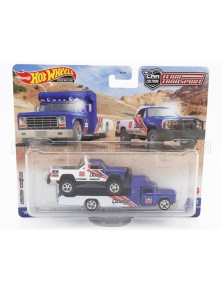 DODGE - RETRO RIG TRUCK CAR TRANSPORTER WITH MACHO POWER PICK-UP N 80 RACING 1980 - BLUE WHITE