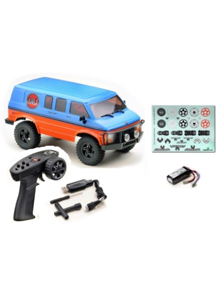 ABSIMA - Furgone Rock Van V2 blu ed arancio Scaler 1/18 con cambio  2 marce e LED