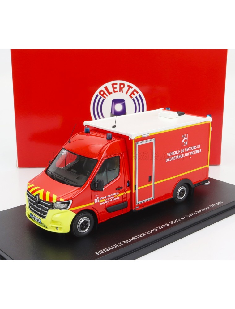 RENAULT - MASTER VAN WAS SDIS 47 VEHICULE DE SECOURS ET D'ASSISTANCE AUX VICTIMES AMBULANCE SAPEURS POMPIER 2019 - RED WHITE YEL