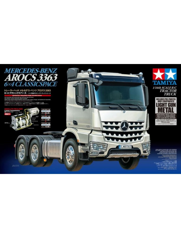 Tamiya - MERCEDES BENZ AROCS 3363 6x4 1/14 Classic  Gun Metal