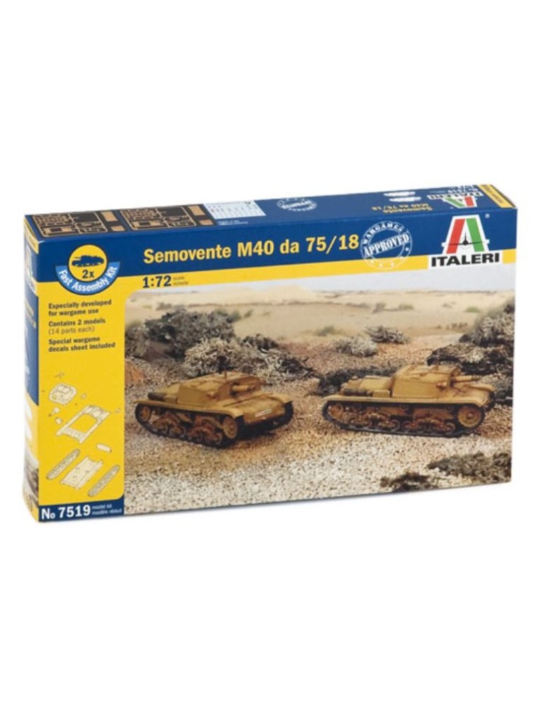 Italeri - Semovente M 40 Da 75/18 1/72 Italiano serie fast assembly