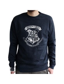 Harry Potter - Felpa Vintage - "Hogwarts" Uomo Nera Sbiadita Taglia M