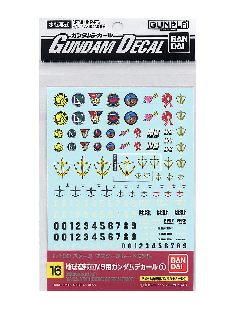 GUNDAM MASTER GRADE MG MODEL KIT DECAL 16 MULTI FEDERATION ACCESSORI BANDAI