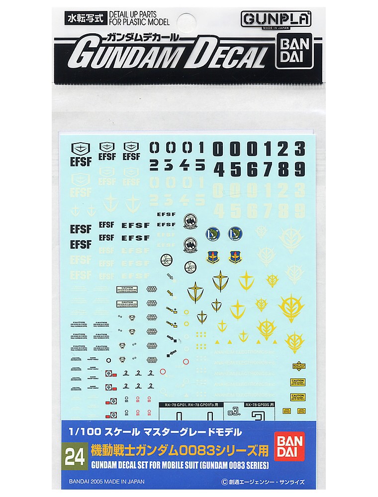 GUNDAM MASTER GRADE MG MODEL KIT DECAL 24 MULTI 0083 ACCESSORI BANDAI