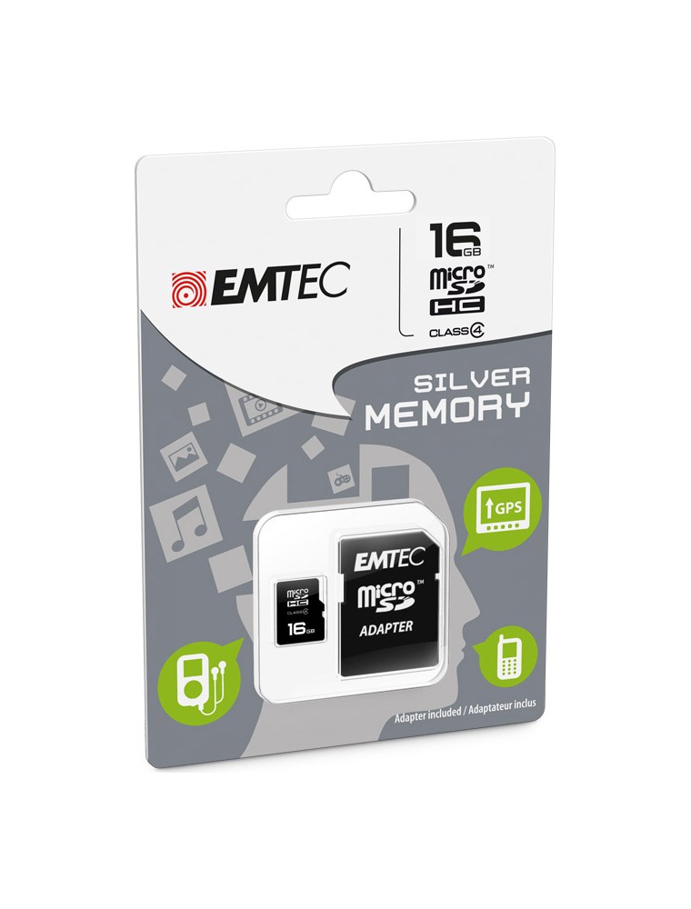 MICROSD + ADAPTER 16GB SILVER (MP3-MP4) MEMORY CARD/HARD DISK CONSOLE - MEMORIE