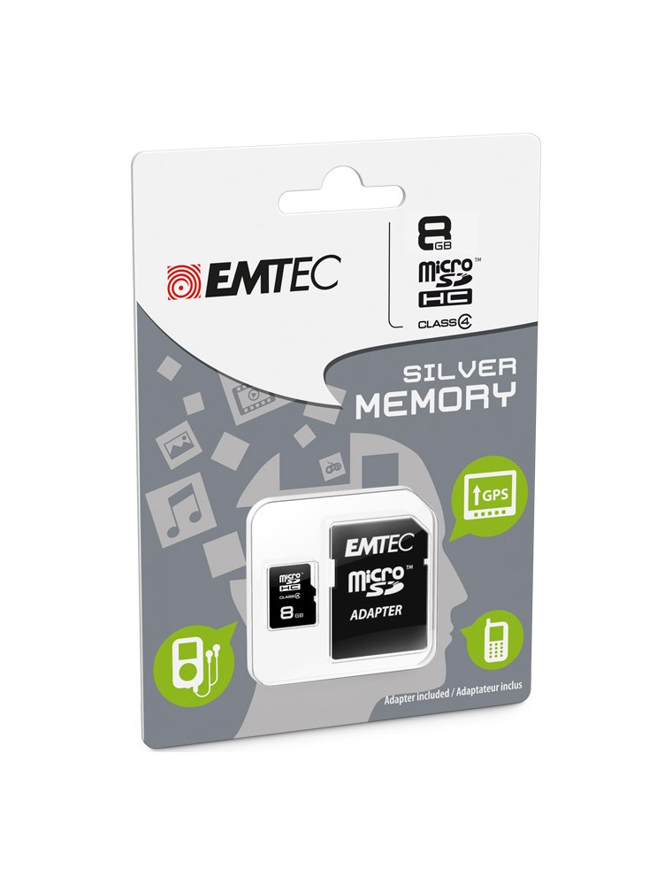 MICROSD + ADAPTER 8GB SILVER (MP3-MP4) MEMORY CARD/HARD DISK CONSOLE - MEMORIE