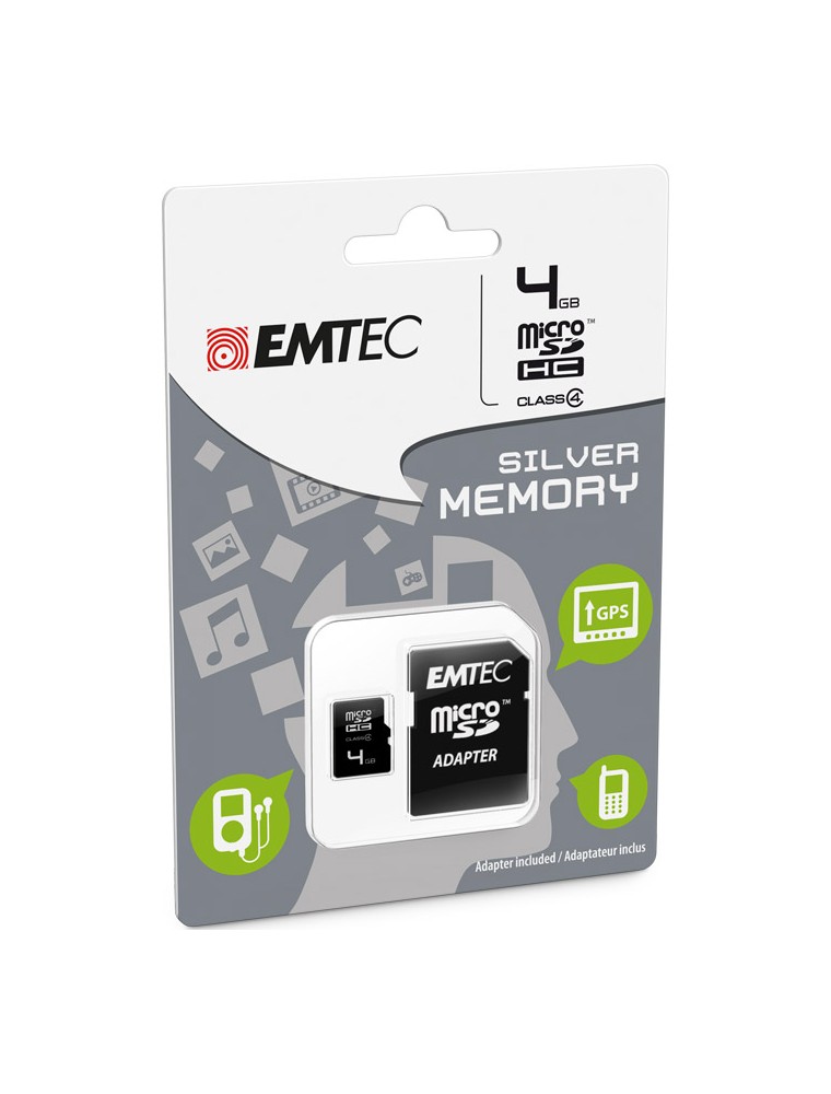 MICROSD + ADAPTER 4GB SILVER (MP3-MP4) MEMORY CARD/HARD DISK CONSOLE - MEMORIE