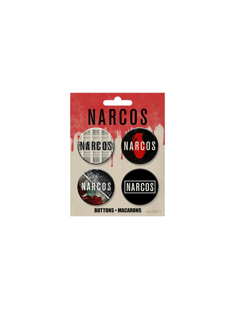 AQUARIUS ENT NARCOS LOGOS BUTTONS 4 PACK SPILLA