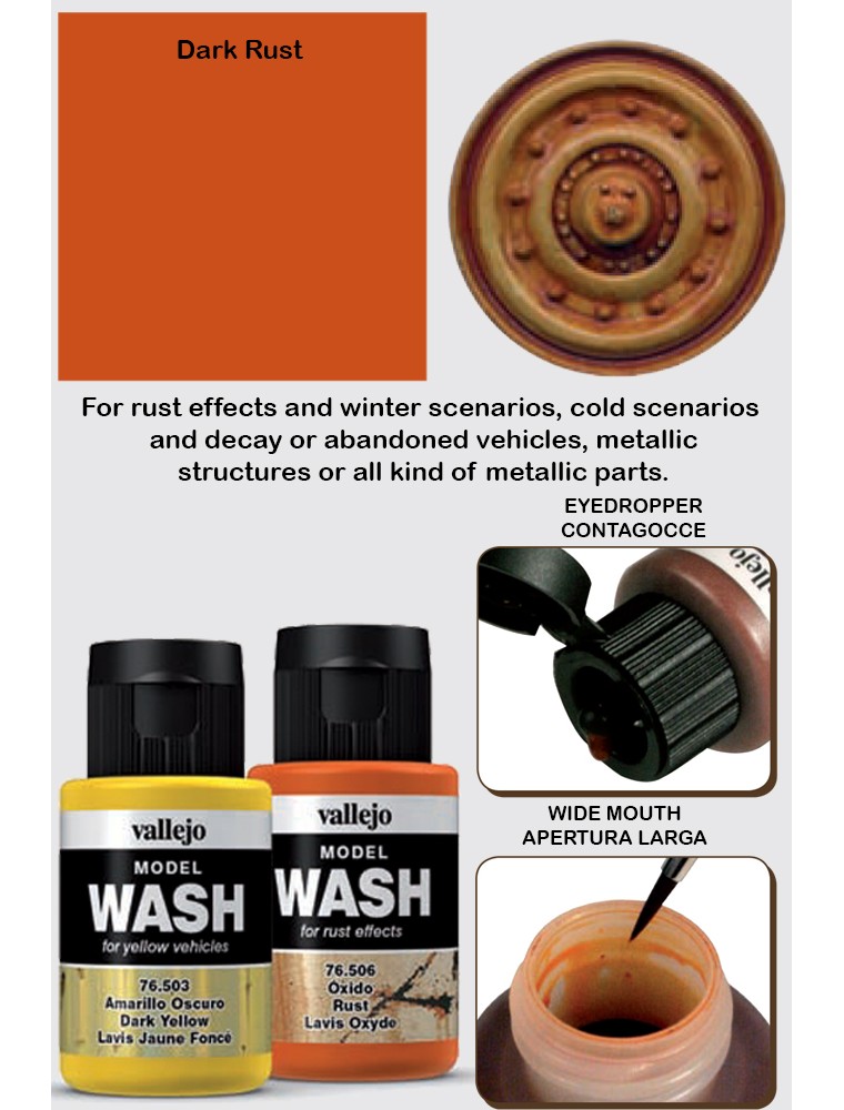 VALLEJO MODEL WASH DARK RUST 76507 COLORI VALLEJO