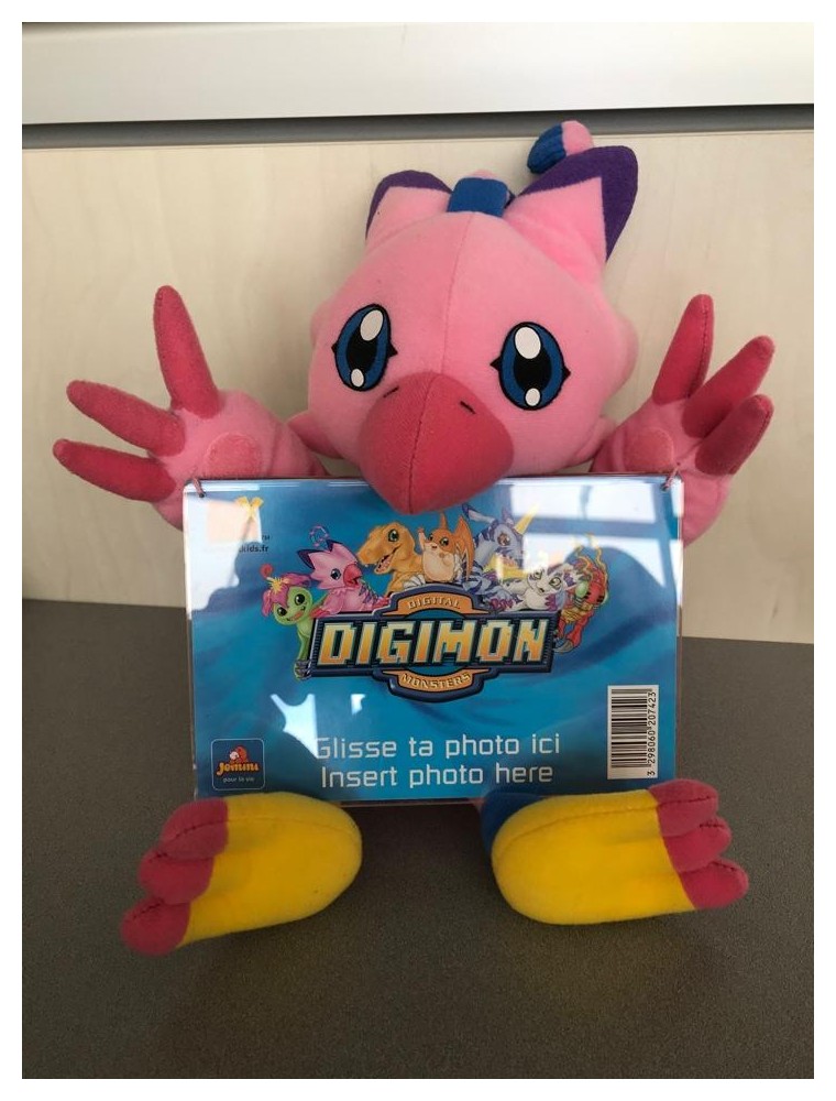 Digimon - Peluche Digimon Biyomon rosa con cornice davanti 20cm