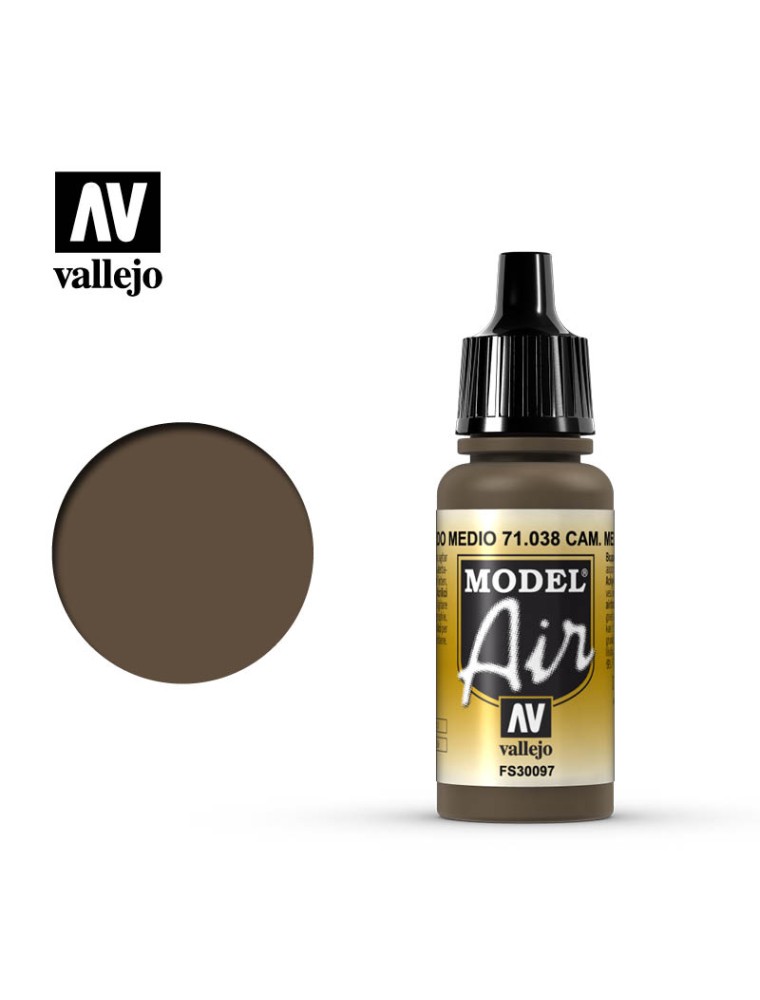 VALLEJO MODEL AIR CAMOUFLAGE MEDIUM BROWN 71038 COLORI VALLEJO