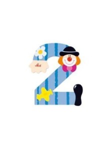 Trudi Sevi 82212 - Numero 2 in legno a forma di Clown 7,5 cm Decorazione