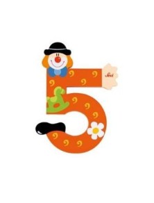 Trudi Sevi 82215 - Numero 5 in legno a forma di Clown 9,5 cm Decorazione