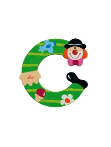 Trudi Sevi 81739 - Letteraa C In Legno A Forma Di Clown Verde 8 Cm Decorazione