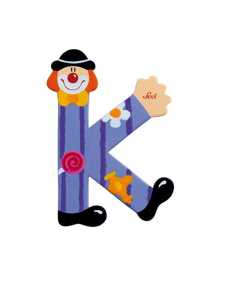 Trudi Sevi 81747 - Letteraa K In Legno A Forma Di Clown Viola 8 Cm Decorazione