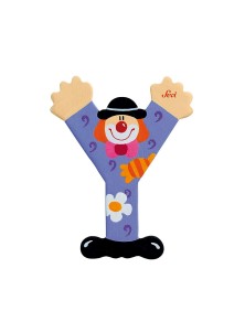 Trudi Sevi 81761 - Letteraa Y In Legno A Forma Di Clown Viola 9,5 Cm Decorazione