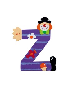 Trudi Sevi 81762 - Letteraa Z In Legno A Forma Di Clown Viola 9,5 Cm Decorazione