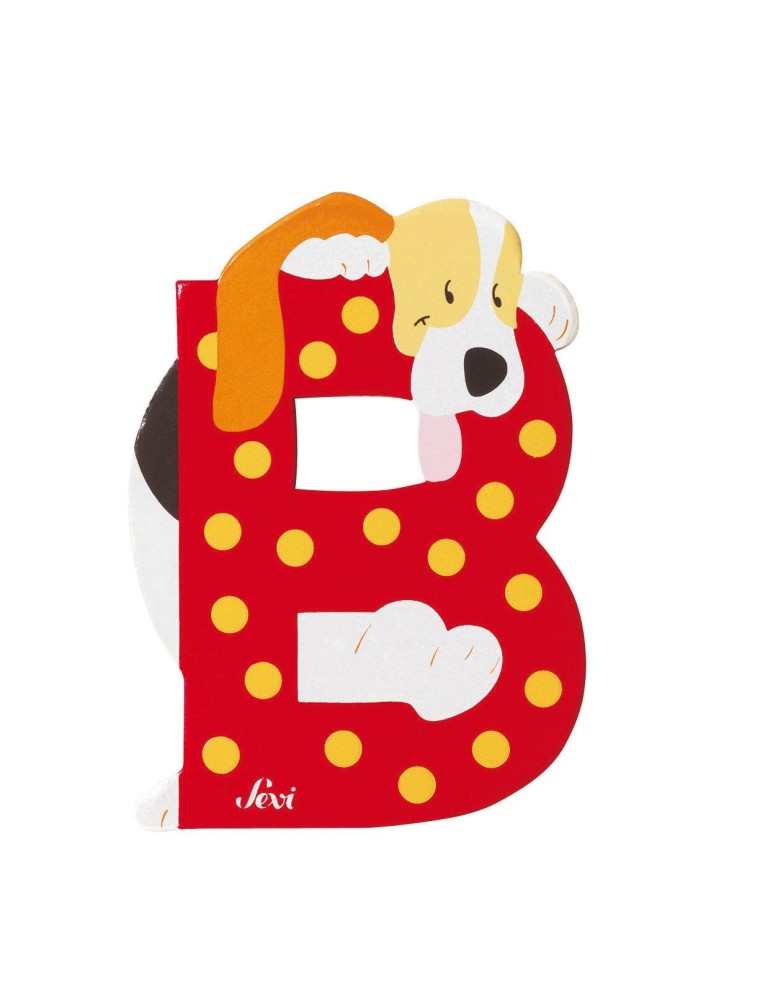 Trudi Sevi 81602 - Letteraa B Basset-hound In Legno Rosso 8,5 Cm Decorazione