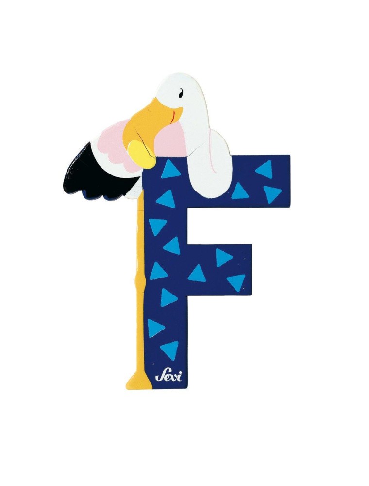 Trudi Sevi 81606 - Letteraa F Flamingo In Legno Blu 9,5 Cm Decorazione