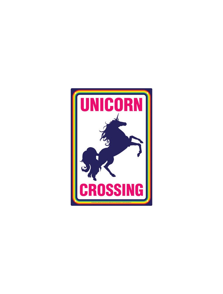 AQUARIUS ENT UNICORNS CROSSING TIN SIGN INSEGNA