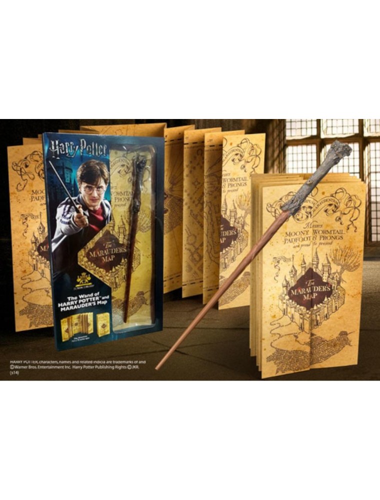 Harry Potter Set Regalo Bacchetta e Mappa Malandrino Originale 38 cm Noble Collection