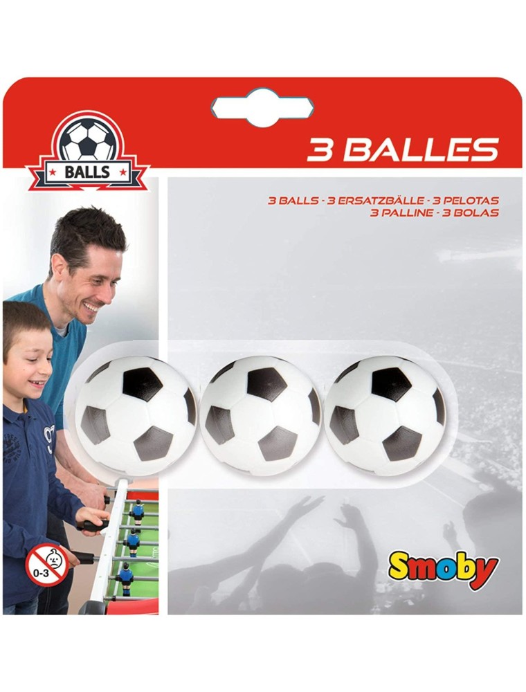 Tre Palline Calcetto in Plastica da 34 mm per Calciobalilla Smoby 7600140711