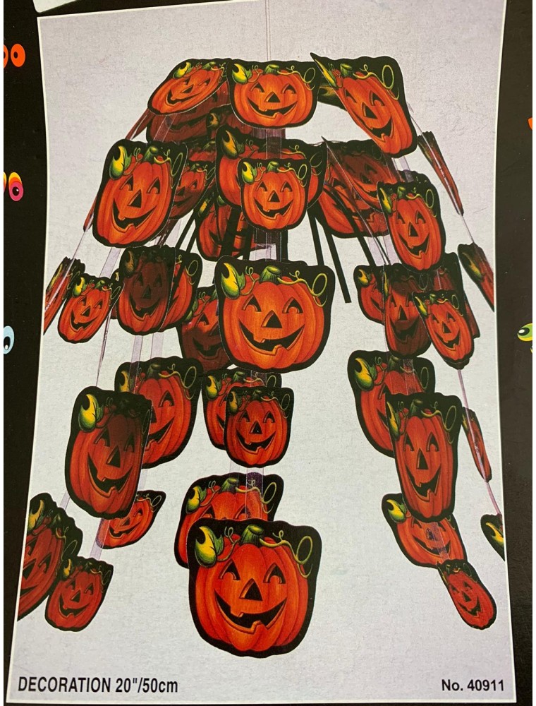 DECORO ZUCCHE A PIOGGIA 50 CM HALLOWEEN