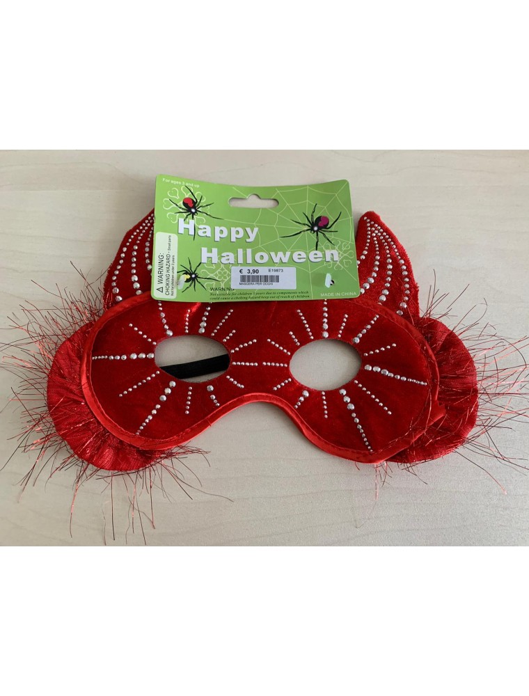 MASCHERA PER OCCHI DIAVOLO ROSSO IN TESSUTO HALLOWEEN