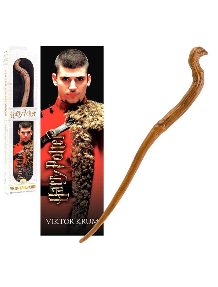 Harry Potter Bacchetta Magica Viktor Krum + Segnalibro 3D 30 cm Noble Collection