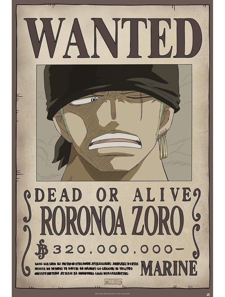 One Piece - Poster Ricercato "Wanted Roronoa Zoro" 91.5 x 61 cm AbyStyle