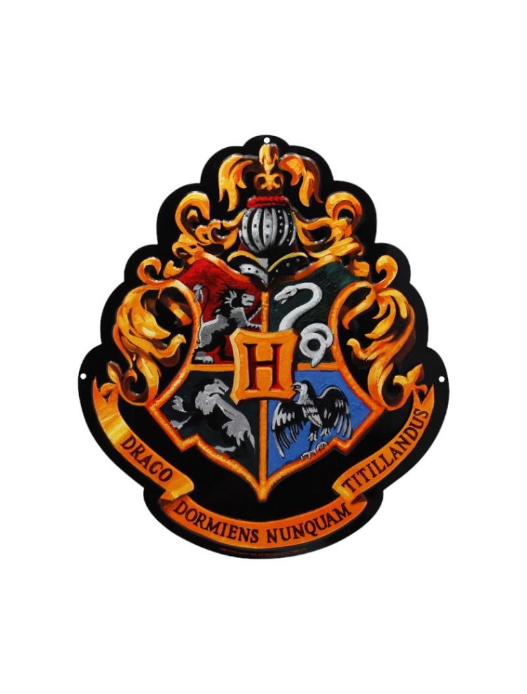 Harry Potter - Piastra in Metallo "Hogwarts" Con Gancio 28 x 32 cm