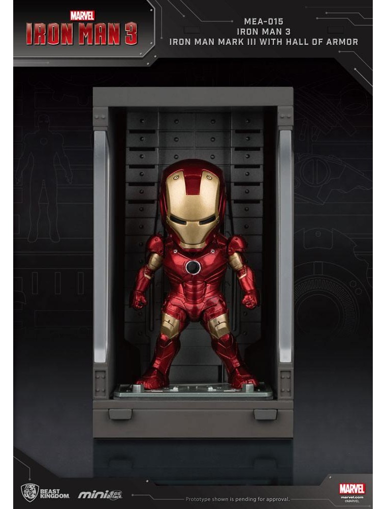 Iron Man 3 Statua Sala Delle Armature Mark Iii Figura 8cm Mini Uova Beast Kingdom