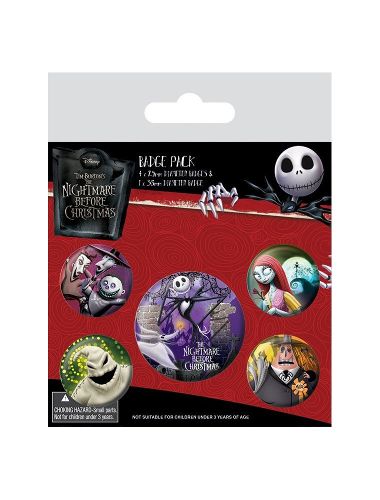 Nightmare Before Christmas Spilla Badges 5-pack Characters Pyramid International