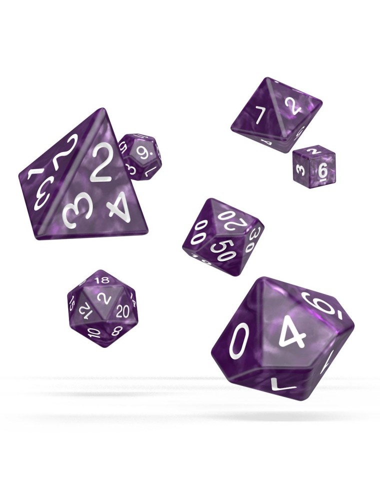 Oakie Doakie Dice RPG Set Marble - Purple (7) Oakie Doakie Dice