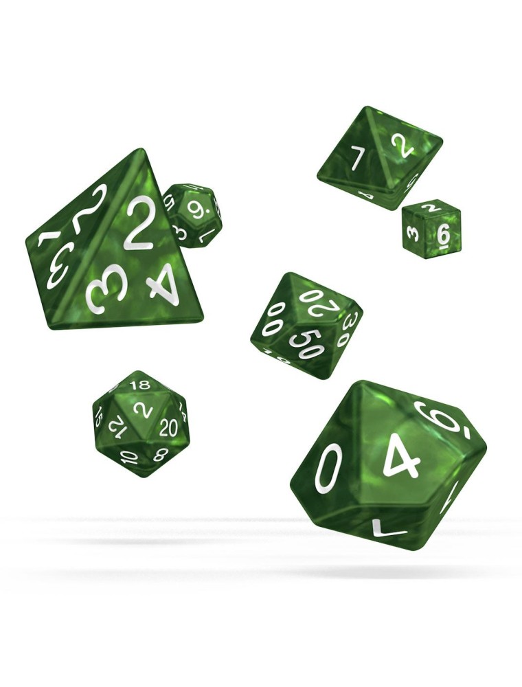 Oakie Doakie Dice RPG Set Marble - Green (7) Oakie Doakie Dice