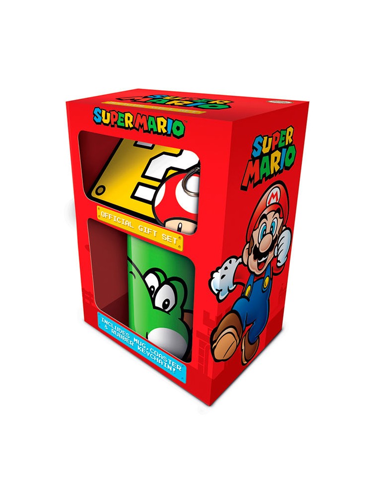 Nintendo Super Mario Tazza portachiavi Regalo Set Pyramid