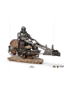 Star Wars The Mandalorian Deluxe Art Scale Statua 1/10 Mandalorian On Speederbike 18 Cm Iron Studios