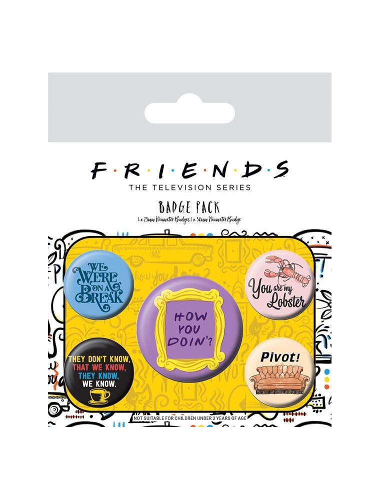 Friends Pin-Back Buttons 5-Pack Quotes Pyramid International