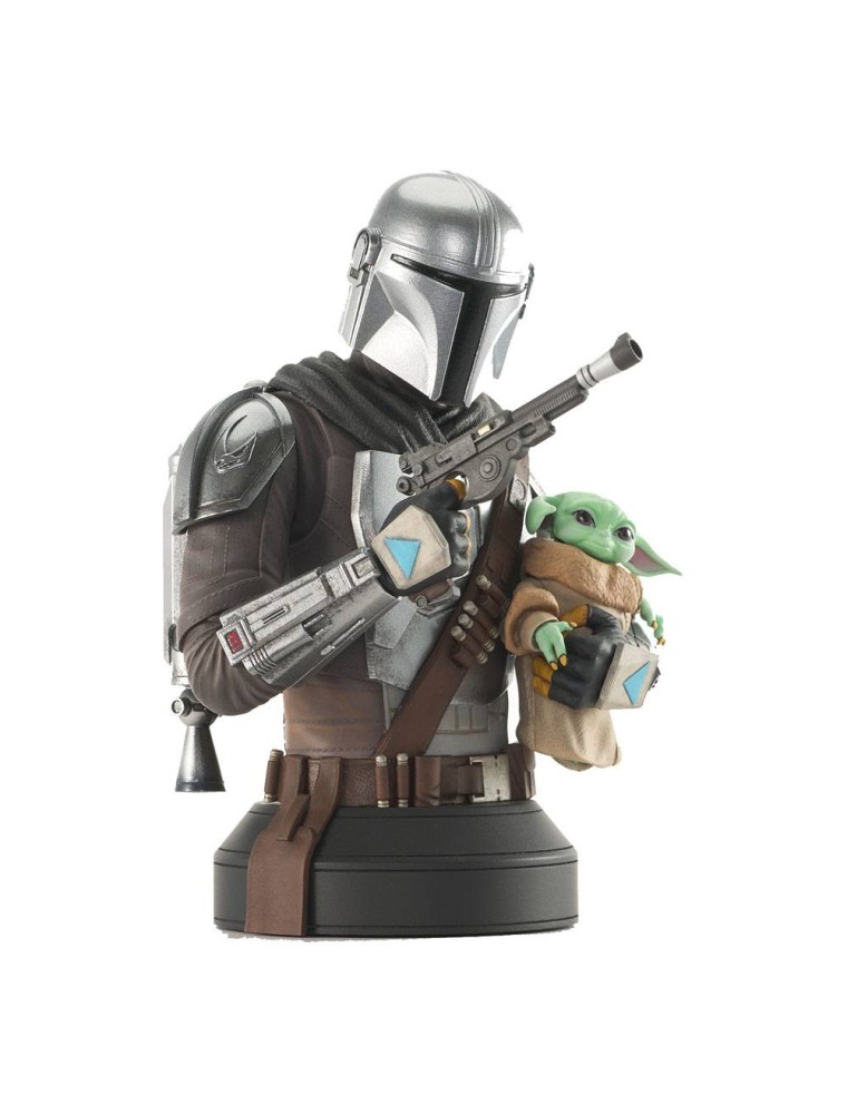 Star Wars: The Mandalorian Busto 1/6 The Mandalorian Con Grogu 15 Cm Gentle Giant