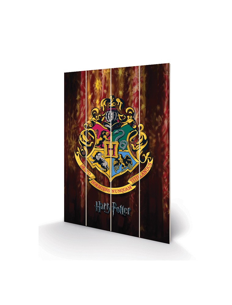 HARRY POTTER HOGWARTS CREST WOOD PRINT STAMPA SU LEGNO PYRAMID INTERNATIONAL